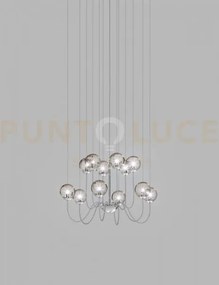 Puppet sospensione 12p fume' trasparente cromo lucido 12 luci attac...