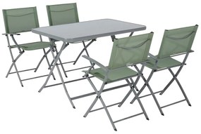 Set tavolo e sedie Emys NATERIAL in acciaio verde per 4 persone