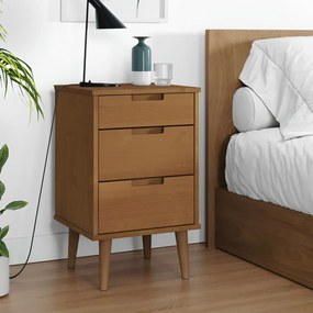 Comodino Marrone Molde 40x35x65 Cm İn Legno Massello Di Pino /