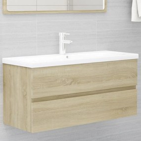 Mobile con lavabo integrato rovere sonoma in legno multistrato