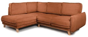 Divano angolare arancione allungabile (con penisola a sinistra) con rivestimento in velluto a coste Tori – Bonami Selection