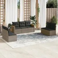 Set Divani da Giardino 7 pz con Cuscini Grigio in Polyrattancod mxl 112304