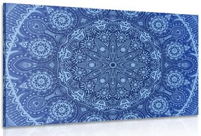Quadro su tela – Mandala ornamentale con pizzo in blu