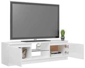 Mobile Porta TV con Luci LED Bianco Lucido 120x30x35,5 cm