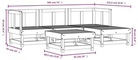 Set Salotto da Giardino 5 pz in Legno Massello di Pino Miele