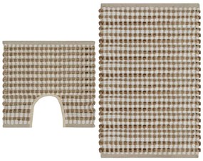 Set Tappeti İn Iuta Intrecciati A Mano Naturale E Bianco /