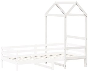 Tetto letto bambini bianco 108x70x176,5 cm legno massello pino