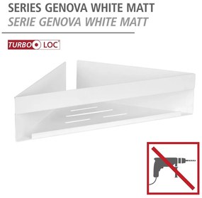 Mensola da bagno senza foratura/ad angolo bianco opaco in acciaio inox con aggancio Turbo-loc Genova – Wenko