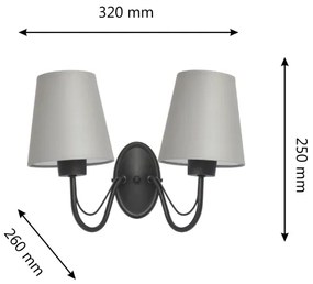 Lampada da parete MALBO 2xE27/15W/230V grigia/nera