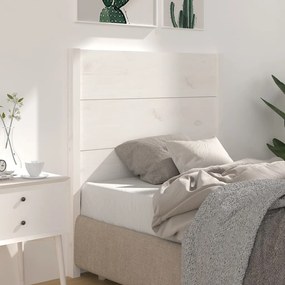 Testiera Per Letto Bianca 81x4x100 Cm İn Legno Massello Di Pino /