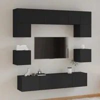 Set Mobili Porta TV 8pz Nero in Legno Multistrato 3114407