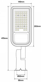 Armatura stradale 50W LED OSRAM chip IP65, asimm. 70x140° - 145lm/W Colore Bianco Freddo 5.700K