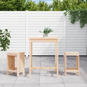 Set Bar Da Giardino 3 Pz İn Legno Massello Di Pino /