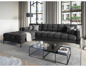 Divano angolare in velluto grigio scuro, angolo sinistro Bali - Cosmopolitan Design