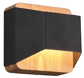 Lampada da parete nera 12 cm con LED dimmerabile a 3 fasi - Tyko