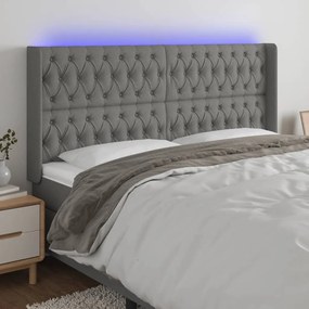Testiera A Led Grigioscuro 203x16x118/128cm İn Tessuto /