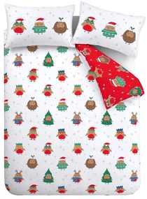Set copripiumino e federa rosso e bianco per letto singolo 135x200 cm Party Robins – Catherine Lansfield