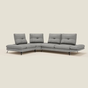 Ardex Divano Angolare - schienali traslanti e bracciolo regolabile in elegante tessuto impermeabile T06 grigio