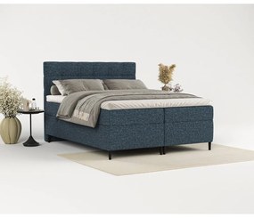 Letto boxspring blu scuro con contenitore 200x200 cm Urbaneo - Maison de Rêve