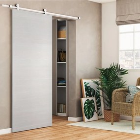 Porta scorrevole reversibile Honey in mdf bianco, L 93 x H 212 cm, con binario Loft bianco