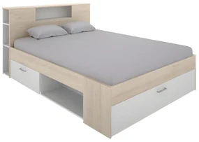 Letto con vani portaoggetti 140 x 190 cm Bianco LEANDRE