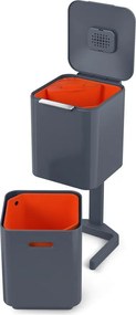 Bidone in acciaio grigio per rifiuti differenziati 40 l Totem Compact - Joseph Joseph