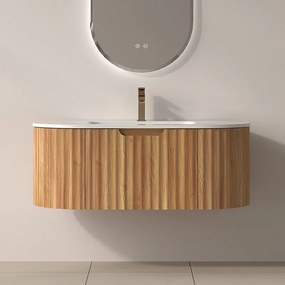 Mobile bagno curvo 100 cm cannettato con lavabo integrato | KAM-NORTH-P100 - KAMALU
