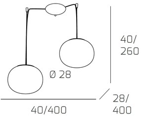 Sospensione Contemp Decentratori Soft Metallo Cromo Vetro Opaco 2 Luci E27 28Cm