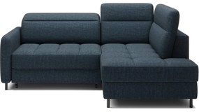 Divano angolare blu allungabile/con contenitore (con penisola a destra/a L) e rivestimento in velluto Barea – ELTAP