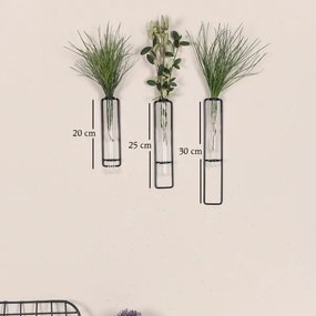 SET 3x Decorazione murale per fiori 20/25/30 cm nero