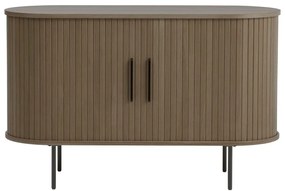 Cassettiera marrone con effetto rovere con ante scorrevoli 120x76x45 cm Nola – Unique Furniture