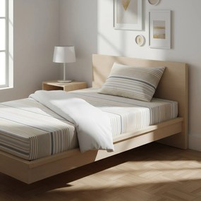 Completo letto 1 piazza e mezza righe beige grigie