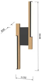 Wofi 4031-206- LED Applique dimmerabile PALERMO 11W/230V in legno di gomma