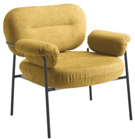 Poltrona in tessuto Giallo con struttura in metallo Nero CUKY