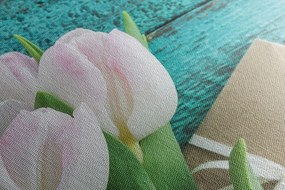 Quadro su tela – Bouquet di tulipani e busta