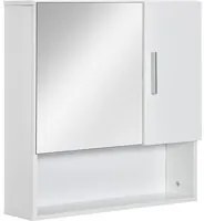 EasyComfort Specchiera Bagno in Legno a 2 Ante e Ripiano Aperto, 54x15.2x55.3cm, Bianco