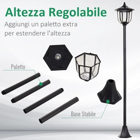 Lampione da Giardino LED a Energia Solare H177 cm  Vincent...