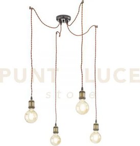 Lampadario a sospensione groove rame 4 luci attacco e27 250cm cavi ...
