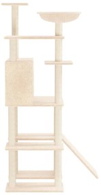 Albero per gatti con tiragraffi in sisal crema 166 cm