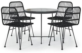 Set da pranzo da giardino 5 pz nero in polyrattan