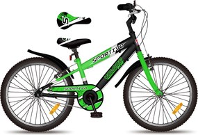 Bicicletta per Bambini 20" Stabilizzatori Freni Vbrake e Cavalletto Verde...