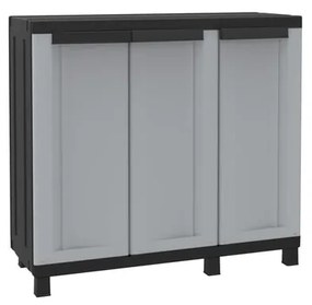 Armadio basso Twist Black 102B in polipropilene, grigio L 102 x H 91.5 x P 39 cm, 3 ante, adatto per interno/esterno