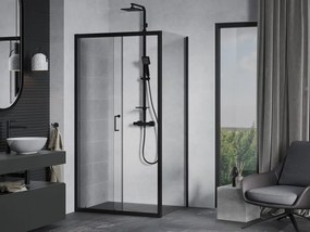Mexen Apia cabina doccia scorrevole 100 x 80 cm, trasparente, nero - 840-100-080-70-00