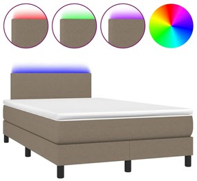 Letto a molle con materasso e led tortora 120x190 cm in tessuto