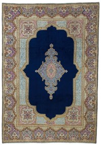 Kerman Tappeto 270 x 390 Blu (Iran) Annodato A Mano