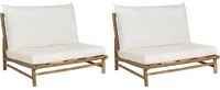 Set di 2 sedie in legno da giardino in bamb con cuscini bianco sporco interno ed esterno stile moderno rustico