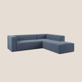 Nettuno divano angolare modulare componibile in morbido tessuto bouclè T07 blu
