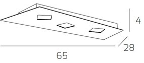 Plafoniera Moderna Note Metallo Bianco 3 Luci Gx53 65Cm