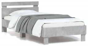 Giroletto con testiera e led grigio cemento 90x200 cm