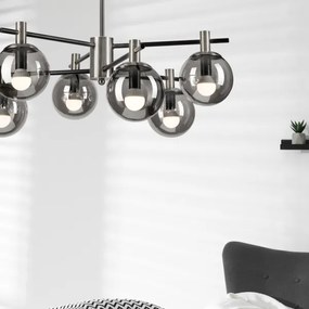 Lampadario a sospensione con supporto rigido LILOU 6xE14/5W/230V cromo opaco/fumé